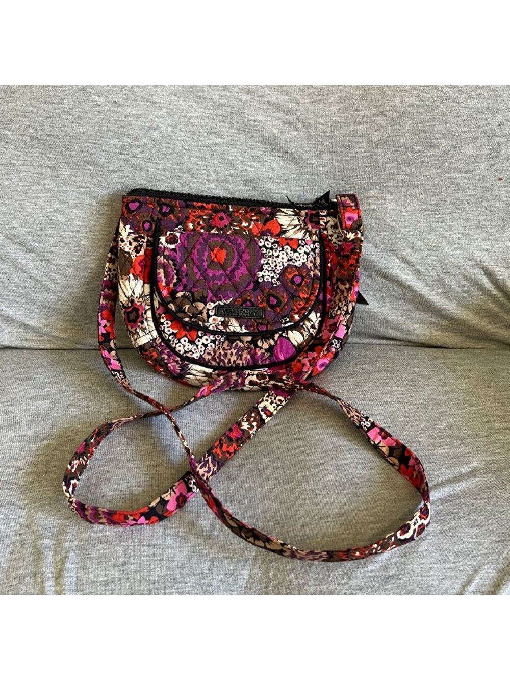 Vera Bradley Womens Crossbody Bag In Vibrant Floral Quilted Cotton With Adjustab